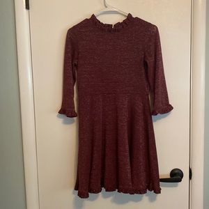 Girls Dress - burgundy sparkle knit size 10/12 long sleeve